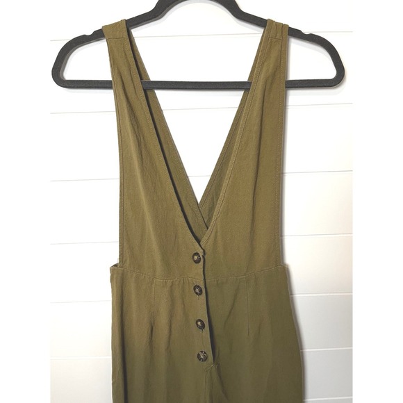 Sienna Sky Olive Green Jumpsuit Button Front Wide Leg V Neck Casual Romper *Flaw - Picture 14 of 15
